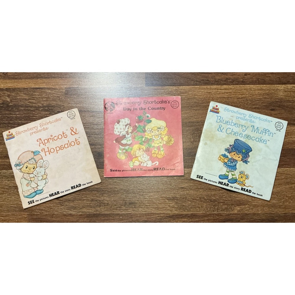 80's Kid Stuff Strawberry Shortcake SEE HEAR READ Books & Records - Set Of 3*